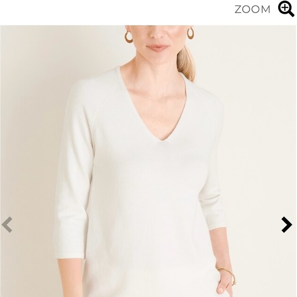 Chicos Size 0 (small) Ivory Tie Pullover Sweater. - Picture 4 of 10